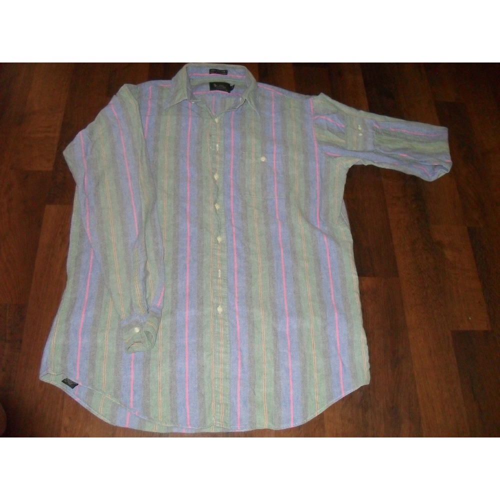 Bert Pulitzer Striped Button Down Long Sleeve Casual Shirt Cotton Blend XLT XL‎